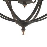 Vintage iron chandelier featuring four lights in a matte black finish, perfect for elegant accent lighting and decor.