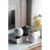 Set of 3 grey marbleized ceramic balls, each 4 inches, perfect for decor, paperweights, or stylish magazine toppers.