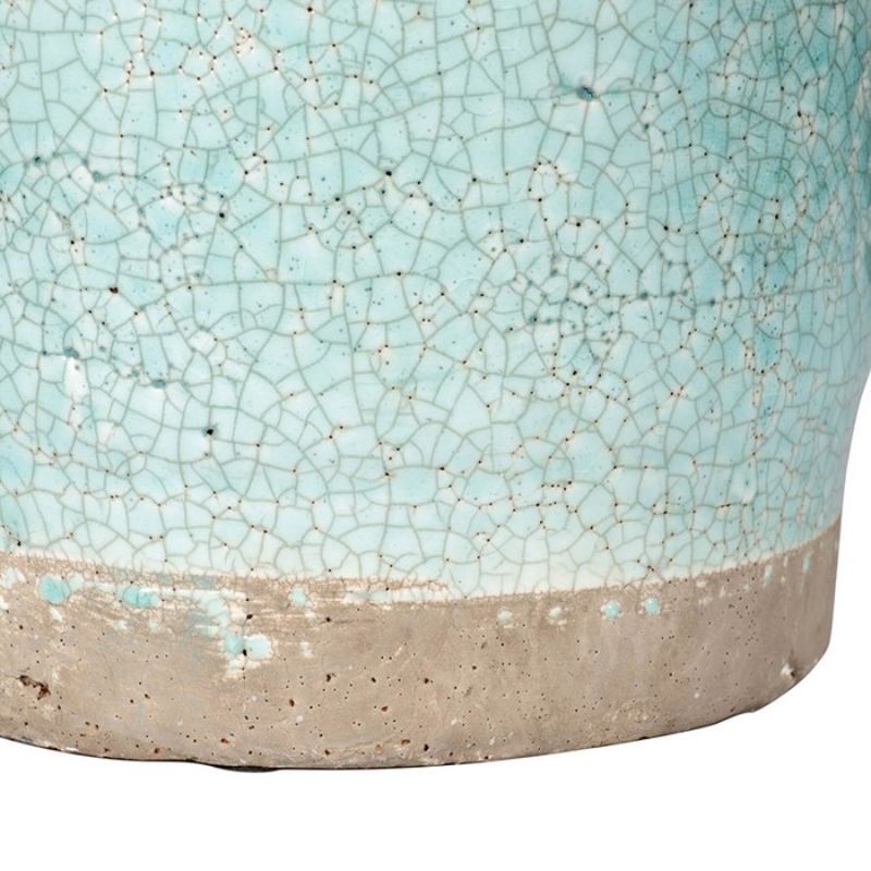 Candia Ceramic Vase in turquoise, 30cm, featuring a two-handled design, perfect for decor or as a stylish planter.