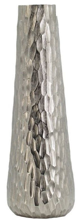 Tall aluminium vase with a diamond texture, perfect for showcasing long-stemmed flowers in modern home decor.