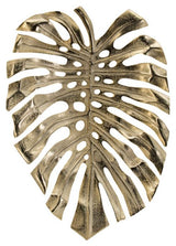 Gold Aluminium Leaf Bowl featuring a geometric Monstera leaf design, perfect for modern decor and wall art.