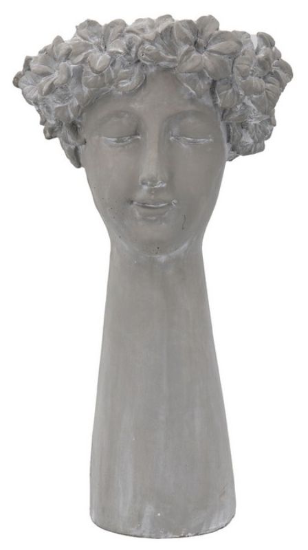 Cement Head Flower Vase showcasing modern rustic design, perfect for displaying flowers as a striking decor focal point.