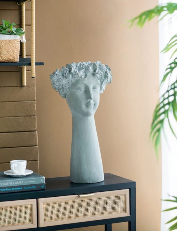 Cement Head Flower Vase