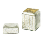 Elegant square glass trinket box with shiny metallic finish and etched vine lid, perfect for storing jewelry and keepsakes.