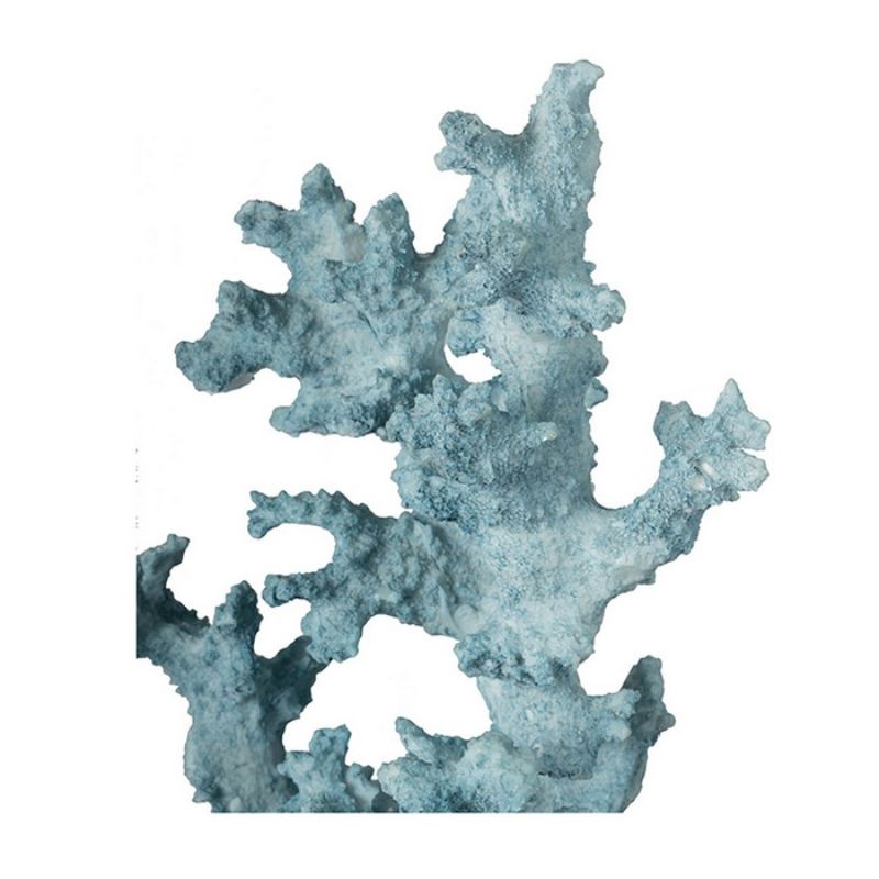 Blue faux coral ornament made of polyresin, featuring realistic details and a delicate blue hue for coastal-inspired decor.