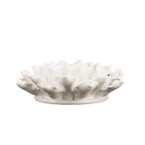 Handmade ceramic white flower wall decor, 18.5cm, featuring a cream finish for elegant home aesthetics.