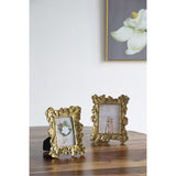 Art Deco-inspired 27cm photo frame in gold polyresin, showcasing ornate details for family portraits and cherished moments.