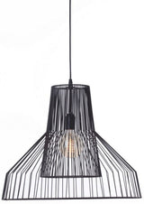 Black metal pendant lamp with geometric design, perfect for modern decor. Dimensions: 515x515x420 mm, requires 25W E27 bulb.