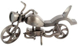 Metal motorcycle ornament with intricate detailing, perfect decor for bike enthusiasts, measuring 42 x 16.5 x 22 cm.