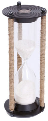 Elegant 30cm brass and rope sand timer, combining vintage charm with functionality for home decor and time management.