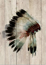 Wood Panel Art featuring a Watercolour Chieftan, showcasing pastel tribal designs on high-quality pine, perfect for home decor.