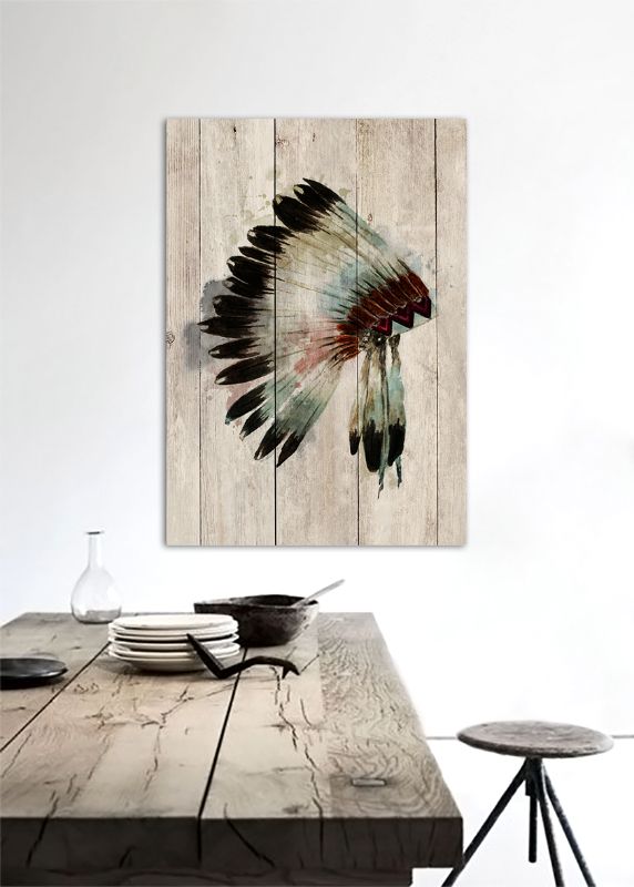 Wood panel art featuring a watercolour chieftan design in pastel colours, perfect for enhancing any living space.