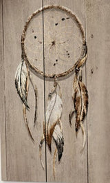 Tribal-inspired wood panel art featuring intricate pine detailing, ideal for enhancing any living space's decor.