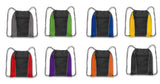 Set of 5 durable drawstring backpacks with zip pockets, available in various vibrant colors for sports and daily use.