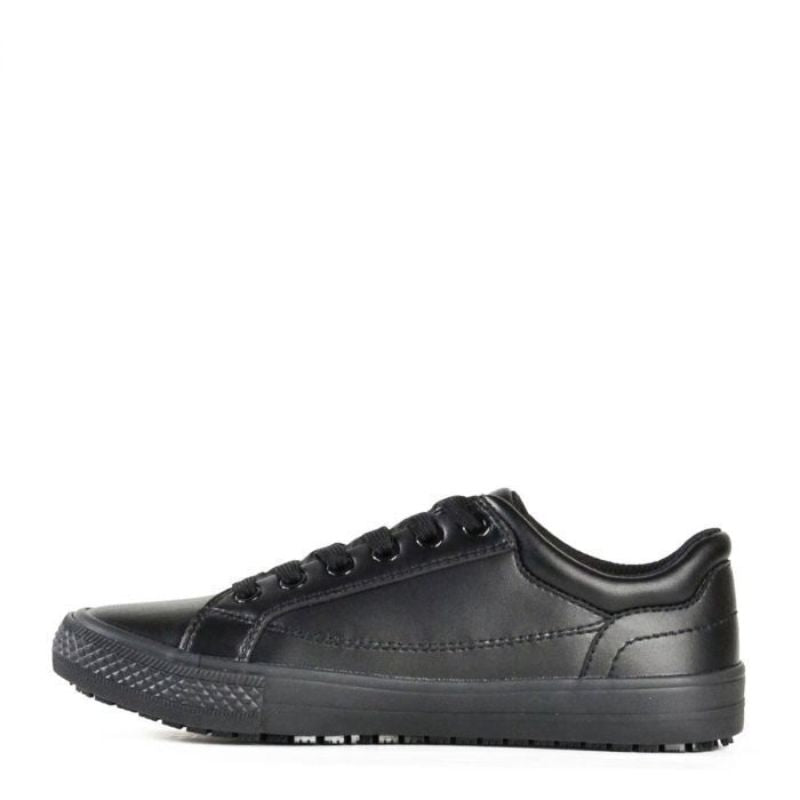 Black Bata Raven lace-up sneakers in size UK 3, featuring a durable microfibre upper and slip-resistant rubber outsole.