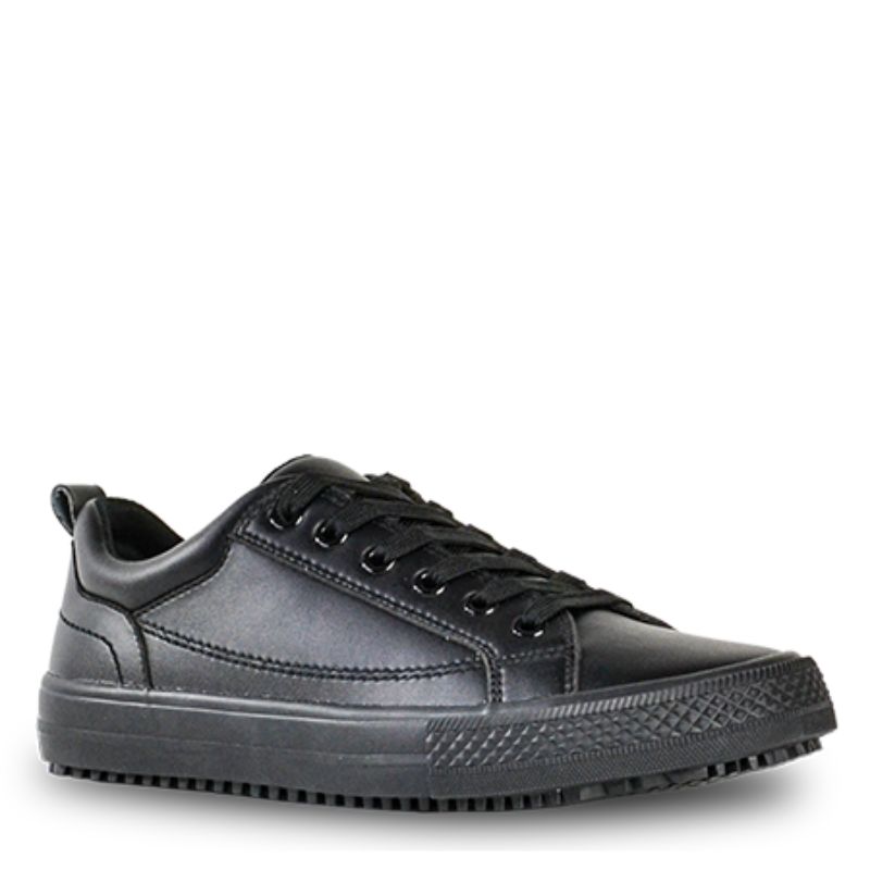 Lace Up Sneaker - Bata Raven Black in UK 8, featuring stylish design, breathable microfibre, and slip-resistant rubber outsole.