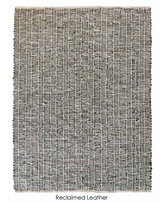 Reclaimed Leather Flatweave Rug in earthy tones, measuring 240x170 cm, adding elegance and sustainability to any space.