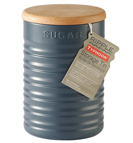 Stylish Typhoon Ripple Slate Sugar Canister with bamboo lid, airtight seal, and a modern design for kitchen storage.