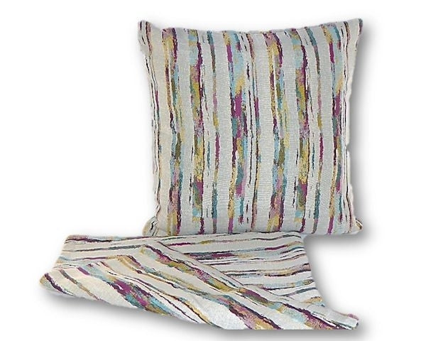 Pink ripples cushion covers set of 2, made from thick calico fabric, ideal for stylish home decor.