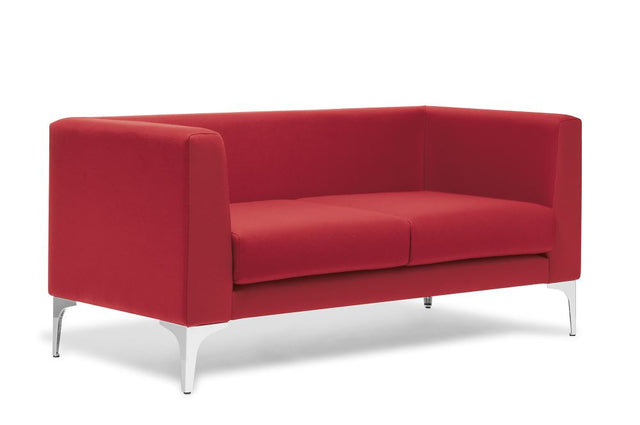 Romano 2-seater sofa in Blazer Wellington fabric with chrome feet, featuring modern design and high-comfort cushioning.