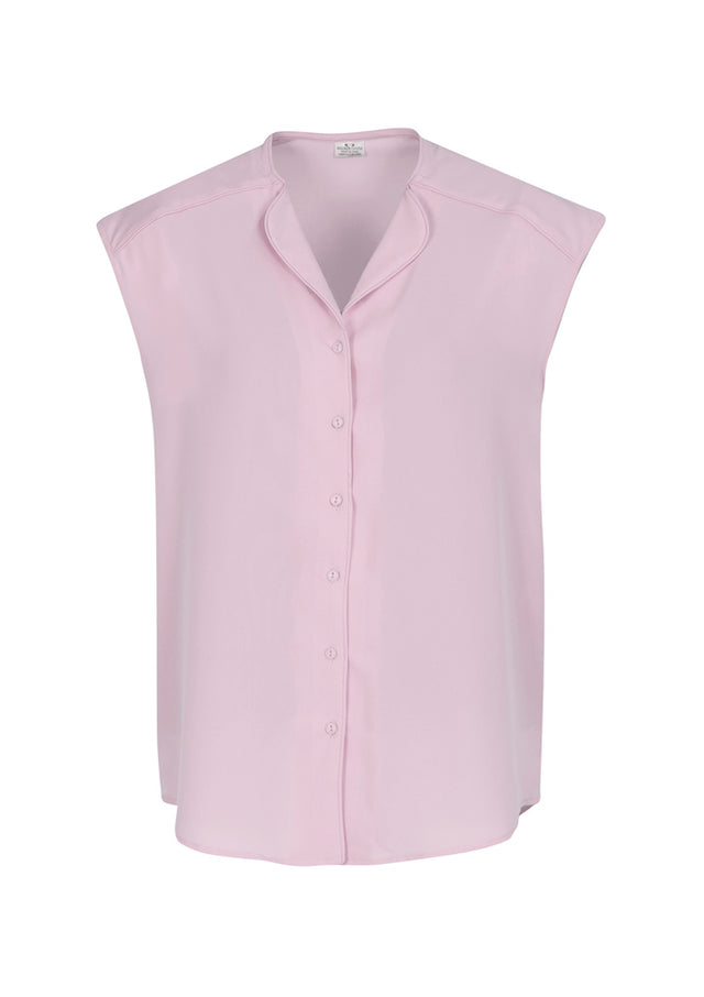 Amethyst Lily Ladies Blouse featuring a petal-shaped lapel and relaxed fit, perfect for professional and casual wear.