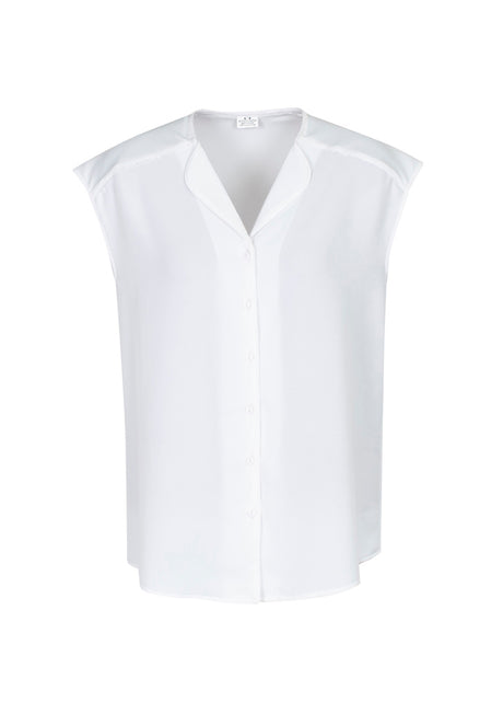 White Lily Ladies Blouse with soft petal lapel and loose fit, perfect for professional and casual wear.