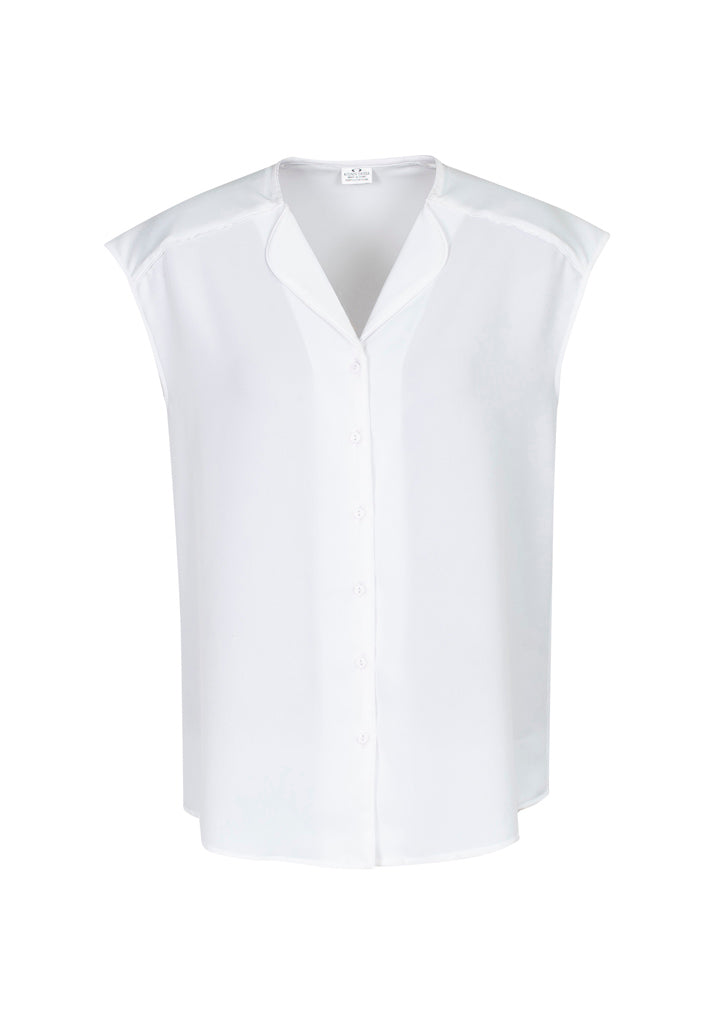 Lily Ladies Blouse in white, size 18, features a soft lapel and loose fit, ideal for work or casual settings.