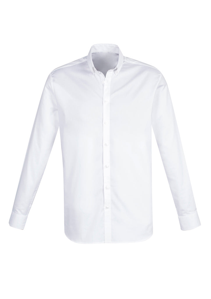 White Camden Men's Long Sleeve Shirt in XL, featuring a button-down collar, adjustable cuffs, and a clean design for versatile style.