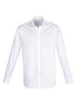 Camden Men's Long Sleeve Shirt in white, 5XL, featuring stretch cotton fabric, button-down collar, and adjustable cuffs.
