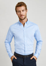 White Camden Men's Long Sleeve Shirt in 3XL, featuring modern collar, adjustable cuffs, and comfortable stretch fabric.