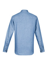 Indie men's long sleeve blue shirt from Biz Collection, crafted in 100% cotton with a modern collar and chest pocket.