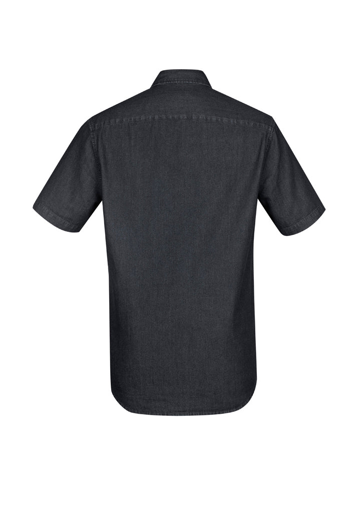 Indie Men's Black Short Sleeve Shirt in 2XL, made from 100% cotton, featuring a modern collar and chest pocket, ideal for casual wear.