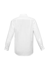 Men's Luxe Long Sleeve Shirt in White, Size 5XL, featuring 100% cotton herringbone fabric and cuff link openings for formal styles.