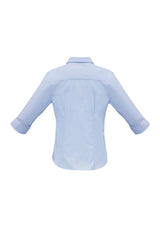 Stylish blue 3/4 sleeve shirt in size 10, crafted from 100% Cotton with elegant cuff details and a tailored fit.