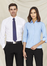 Ladies Base 3/4 Sleeve Shirt in Black, Size 24, showcasing a stylish, versatile design in comfortable fabric for any casual or professional look.