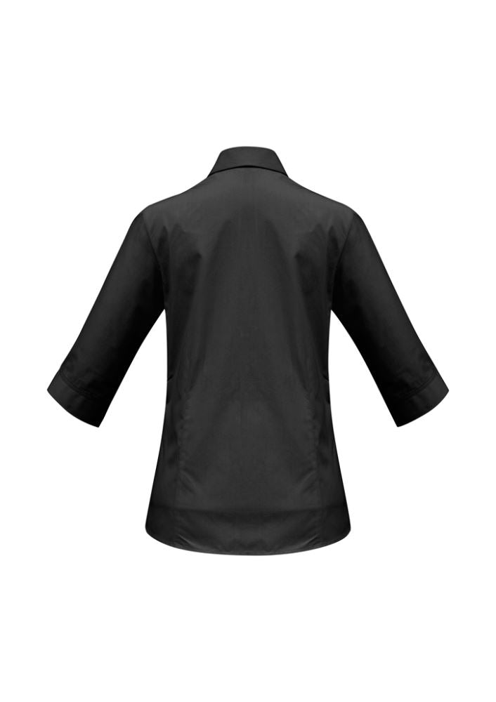 Stylish black 3/4 sleeve shirt for ladies, size 24, made from a comfortable polyester-cotton blend by Biz Collection.