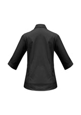 Stylish black 3/4 sleeve shirt for ladies, size 24, made from a comfortable polyester-cotton blend by Biz Collection.