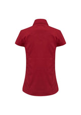 Ladies Metro Cap Sleeve Shirt in Cherry for size 14, featuring a stylish design, comfort stretch, and sun protection.