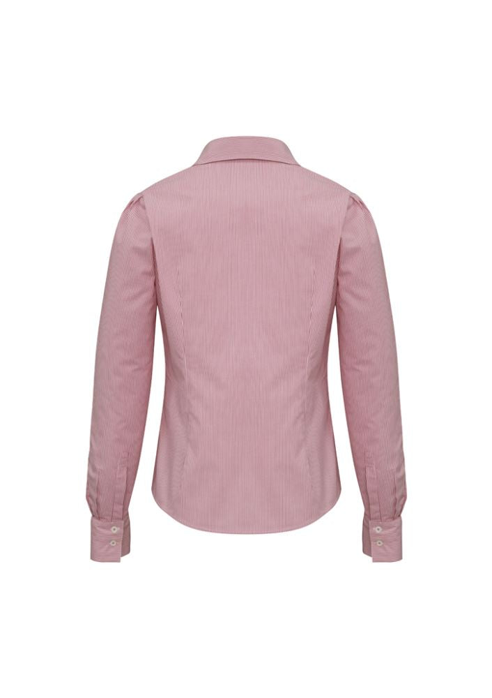 Ladies Berlin Long Sleeve Shirt in Cherry, size 20, featuring a chic stripe design and wrinkle-free fabric for effortless style.