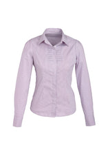 Ladies Berlin Long Sleeve Shirt in Grape Stripe, Size 12, featuring comfortable fabric and stylish design for versatile wear.
