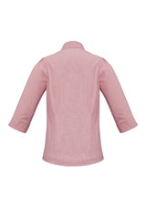 Ladies Berlin 3/4 Sleeve Shirt in cherry, size 6, featuring yarn-dyed stripes, easy-iron fabric, and a flattering fit.