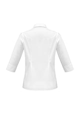 Ladies Berlin 3/4 sleeve white shirt in size 16 with flattering darts and easy-care, wrinkle-free fabric by Biz Collection.