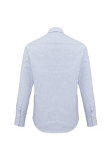 Men's Berlin Long Sleeve Shirt in blue stripe, 3XL, featuring stretch fabric, tapered fit, and adjustable cuffs for comfort.