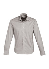 Men's Berlin Long Sleeve Shirt in Graphite Stripe, size 4XL, featuring wrinkle-free fabric, tapered fit, and adjustable cuffs.