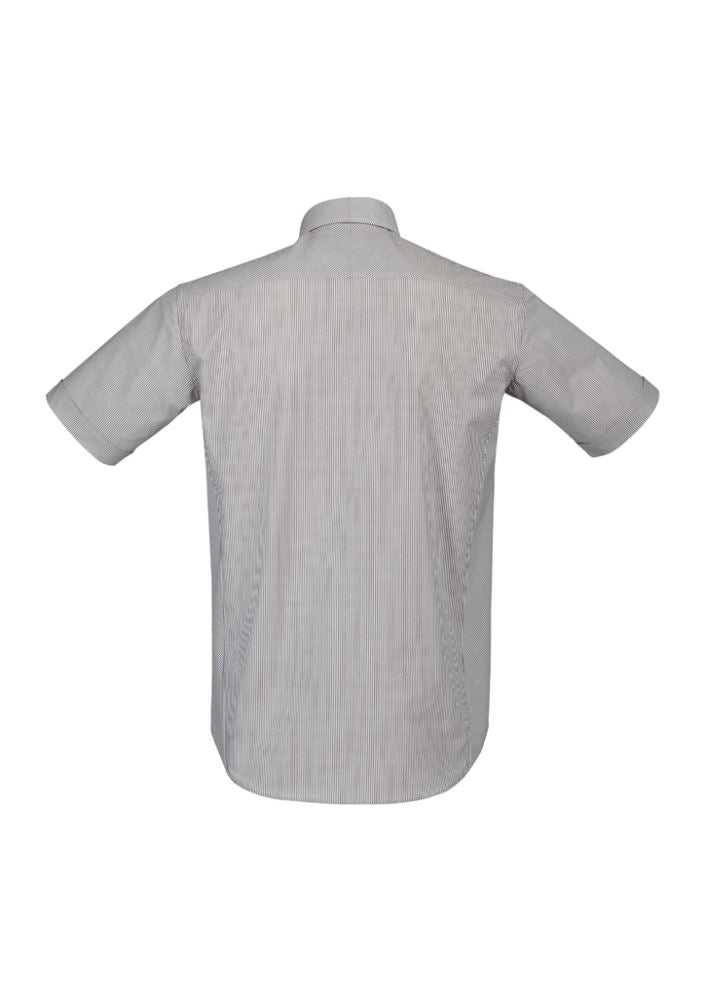 Men's Graphite Stripe Short Sleeve Shirt in size 2XL by Biz Collection, featuring stretchy fabric and modern design.