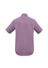 Men's Grape Stripe Chevron Short Sleeve Shirt, XL size, featuring a modern design, breathable fabric, and concealed button-down collar.