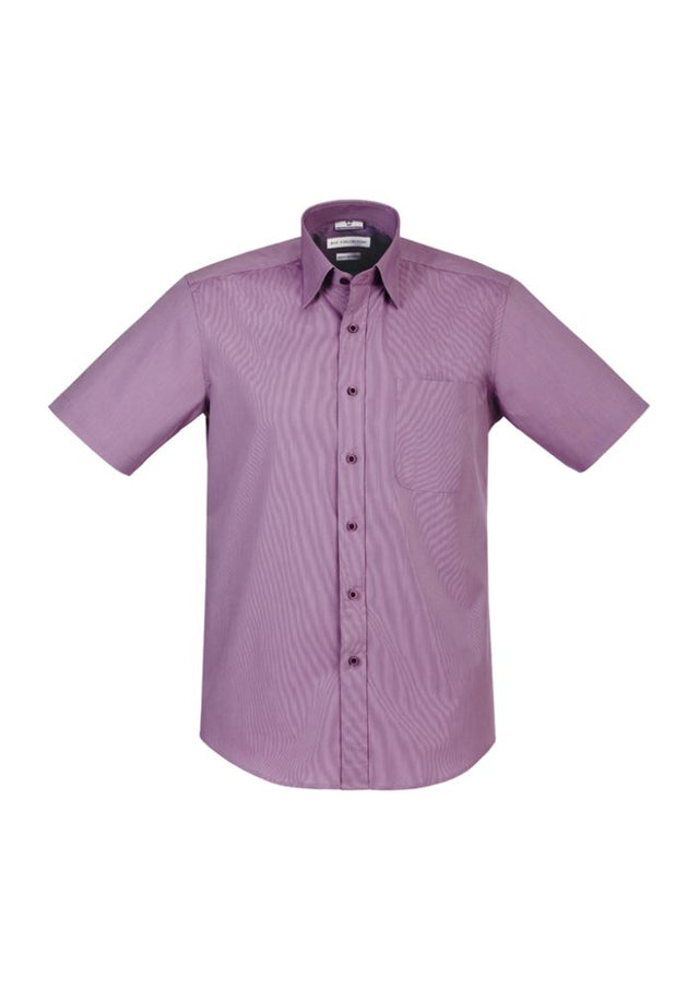 Men's Grape Stripe Chevron Short Sleeve Shirt in Size 4XL, featuring a modern design, breathable fabric, and easy care.