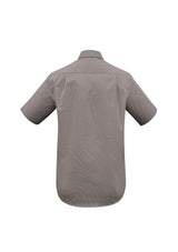 Men's 2XL Graphite Stripe Short Sleeve Shirt by Biz Collection, featuring a modern chevron pattern and wrinkle-free fabric.