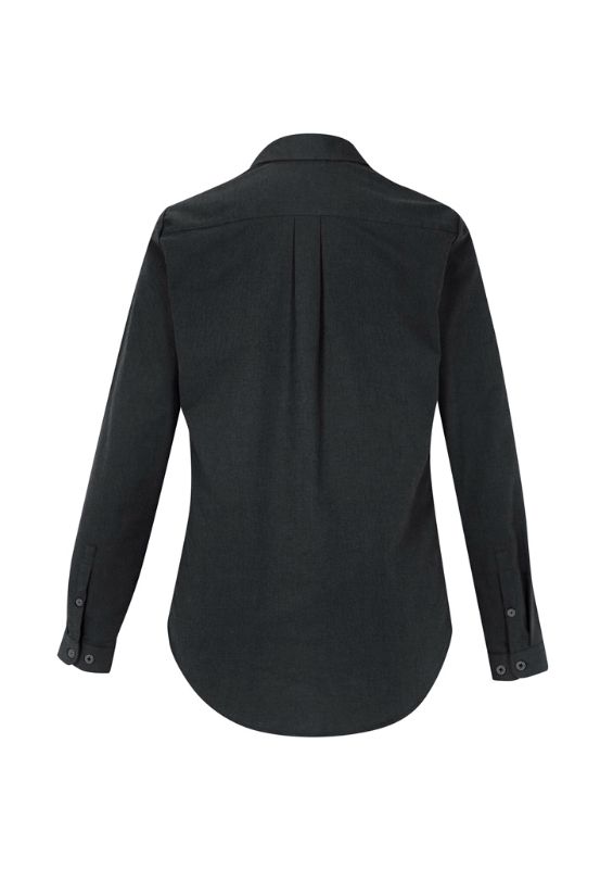 Black Ladies Memphis Long Sleeve Shirt in Size 6, featuring a semi-fitted silhouette and soft, durable fabric for versatile styling.