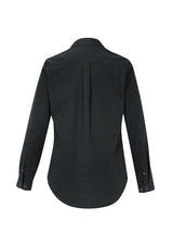 Ladies black Memphis long sleeve shirt, size 12, featuring a semi-fitted design and versatile style for work or casual wear.